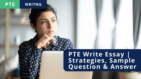 Student working on a laptop doing PTE Write Essay practice
