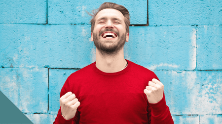 cover image of article, man celebrating PTE success