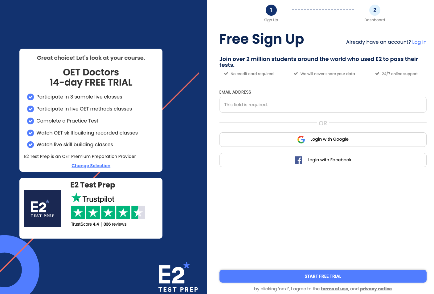 OET Free Sign Up