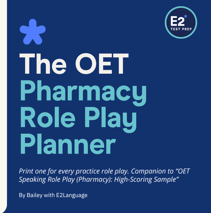 OET Pharmacy Role Play Planner